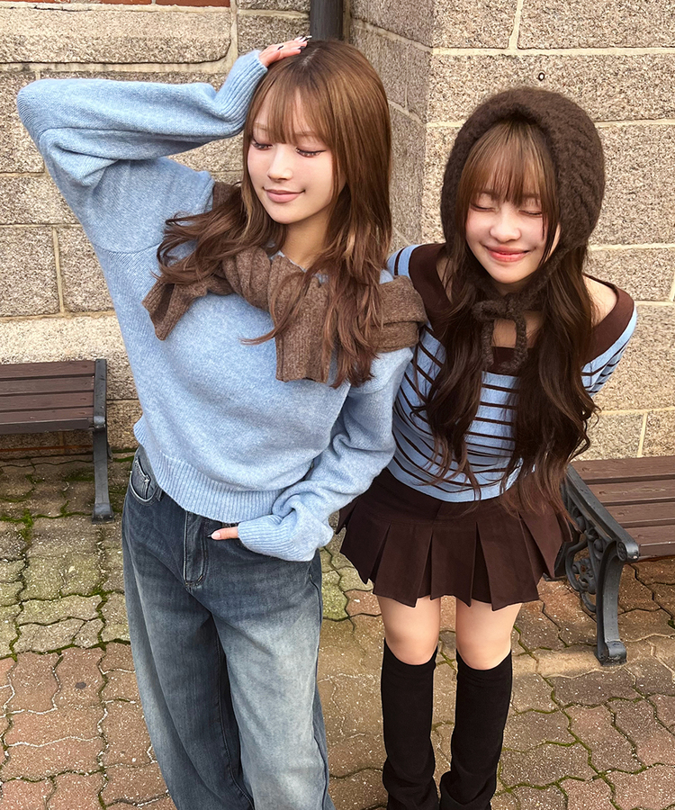 プリーツミニスカート BROWN