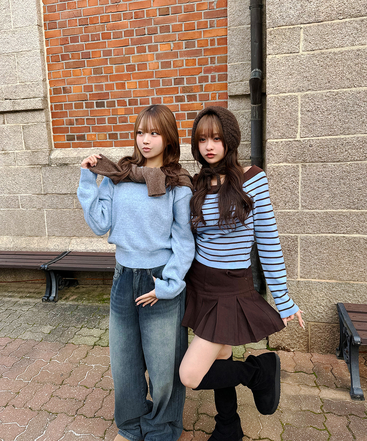 プリーツミニスカート BROWN