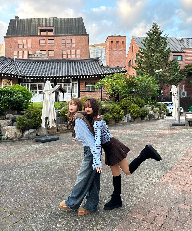 ストライプオフショルダーニット SKY BLUE