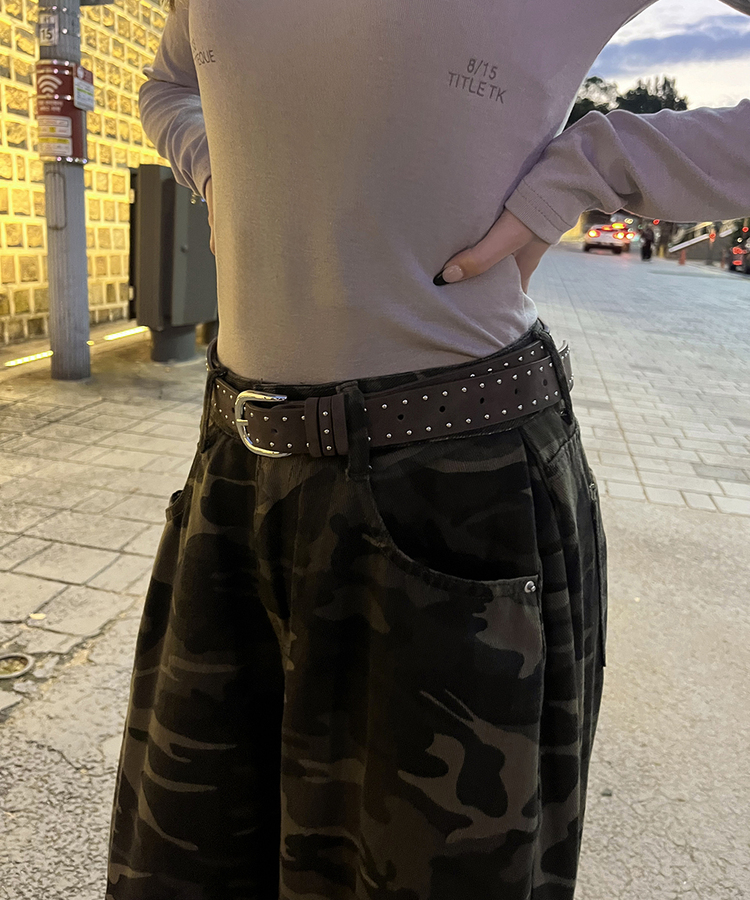 데일리 스터드 벨트 브라운