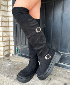 ニットニーハイソックス BLACK