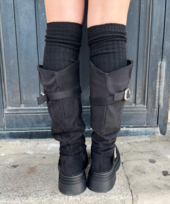 ニットニーハイソックス BLACK