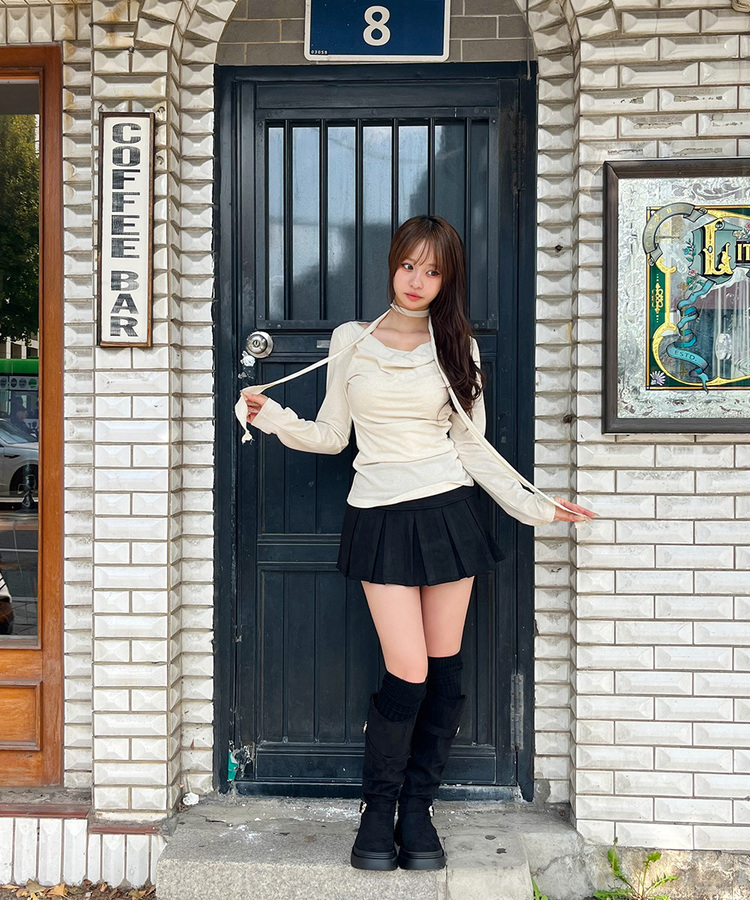 ニットニーハイソックス BLACK