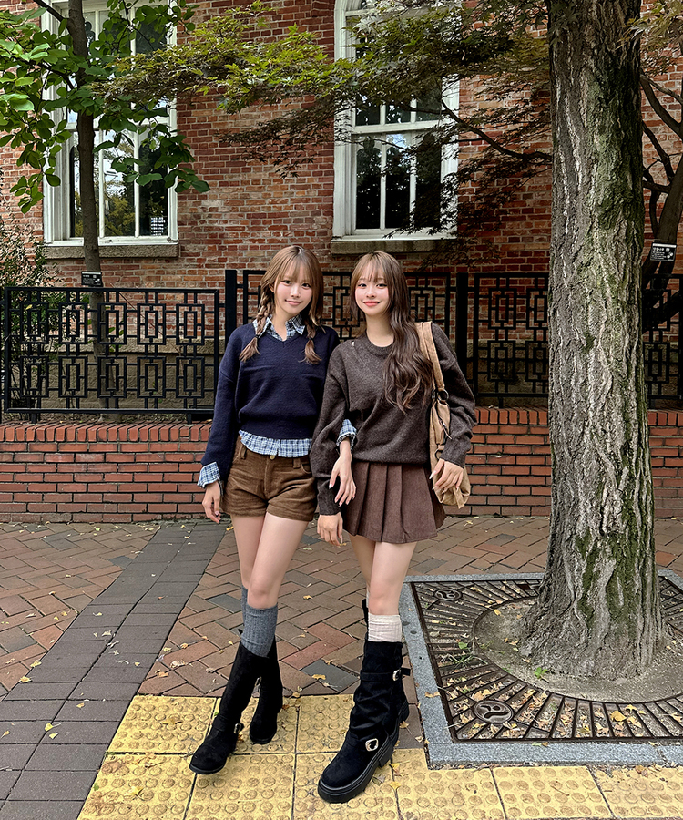 베이직 데일리 하이 니삭스  베이지