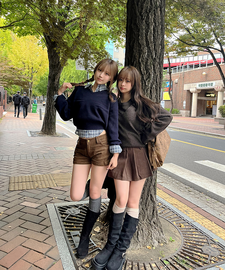 베이직 데일리 하이 니삭스  베이지