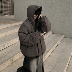 한파종결 패딩엔 후드가 필수 왕오버핏 푸퍼 후드 숏패딩 빅사이즈 먹색