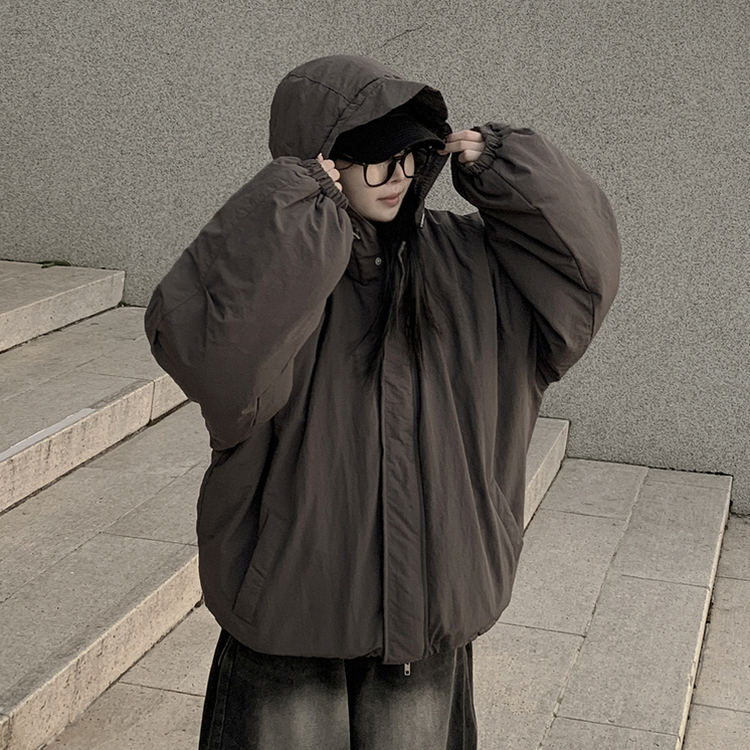 한파종결 패딩엔 후드가 필수 왕오버핏 푸퍼 후드 숏패딩 빅사이즈 먹색