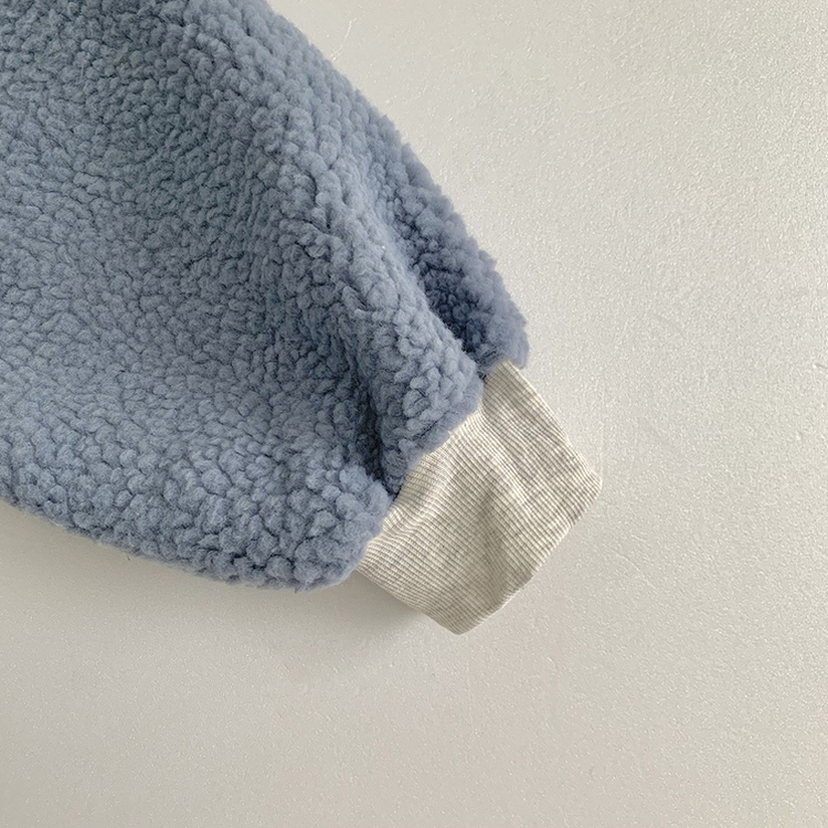 양털 뽀글이 배색 투웨이 스트링 오버핏 덤블 크롭 후드집업 점퍼