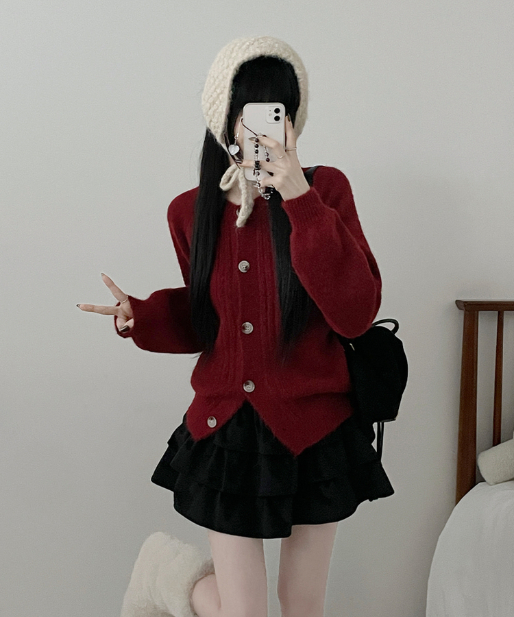 시그니처라운드벌룬루즈핏니트가디건