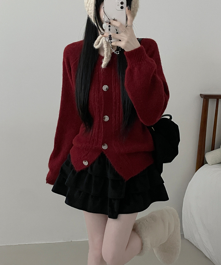 시그니처라운드벌룬루즈핏니트가디건