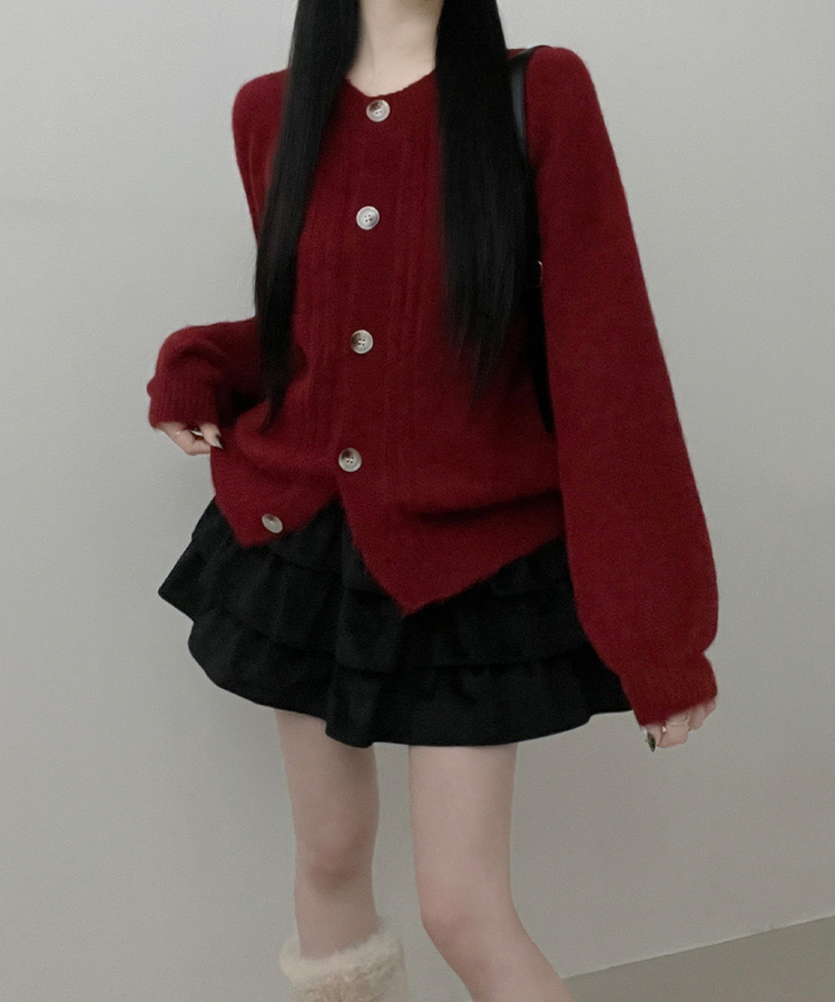 시그니처라운드벌룬루즈핏니트가디건