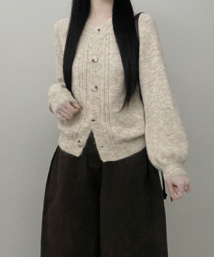 시그니처라운드벌룬루즈핏니트가디건