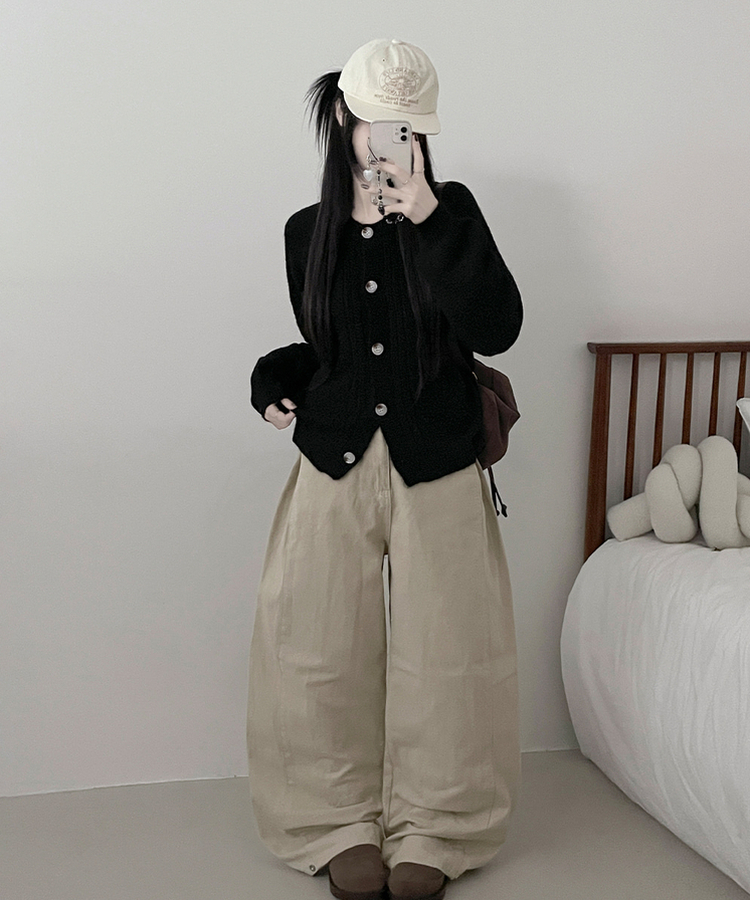 시그니처라운드벌룬루즈핏니트가디건