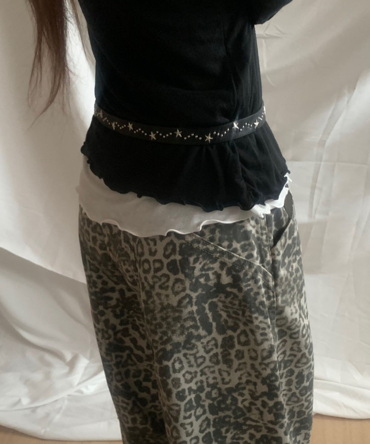 スタースタッドスリムレザーベルト BLACK