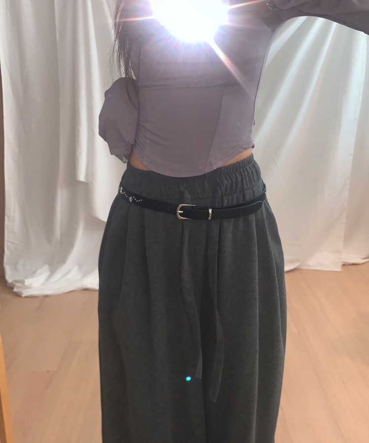 スタースタッドスリムレザーベルト BLACK