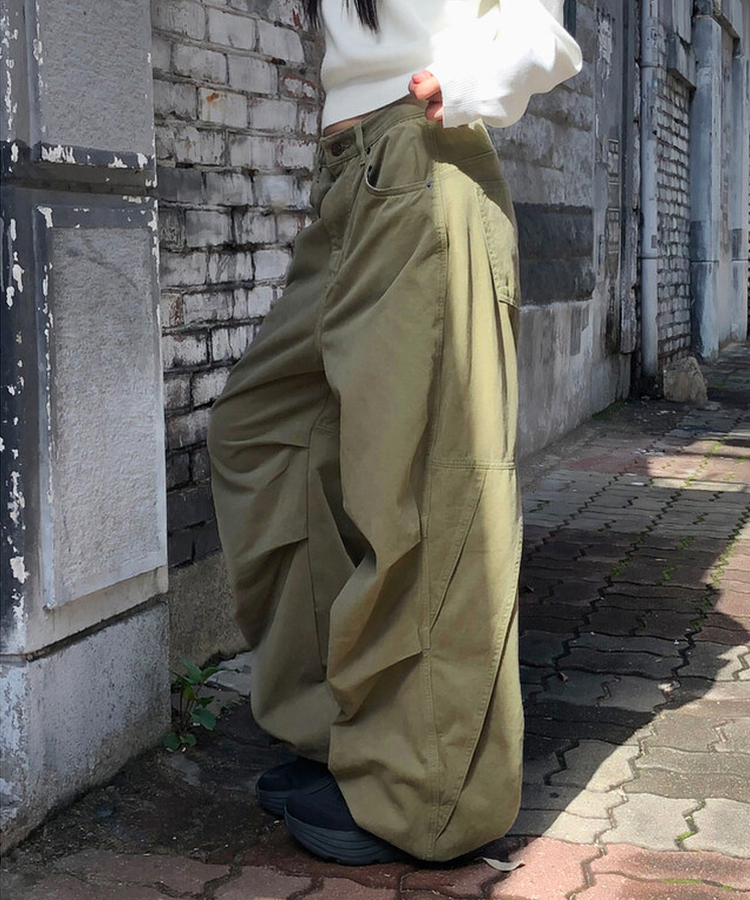 スリットポケットコットンワイドパンツ｜コットンパンツ｜韓国