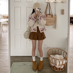 プリーツコーデュロイスカートパンツ BEIGE