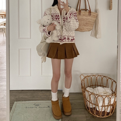 プリーツコーデュロイスカートパンツ BEIGE