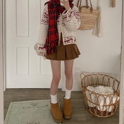 プリーツコーデュロイスカートパンツ BEIGE