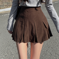 プリーツコーデュロイスカートパンツ BROWN