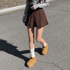 プリーツコーデュロイスカートパンツ BROWN