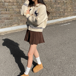 プリーツコーデュロイスカートパンツ BROWN