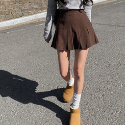 プリーツコーデュロイスカートパンツ BROWN