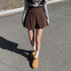 プリーツコーデュロイスカートパンツ BROWN