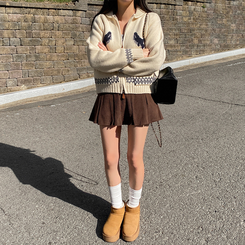 プリーツコーデュロイスカートパンツ BROWN