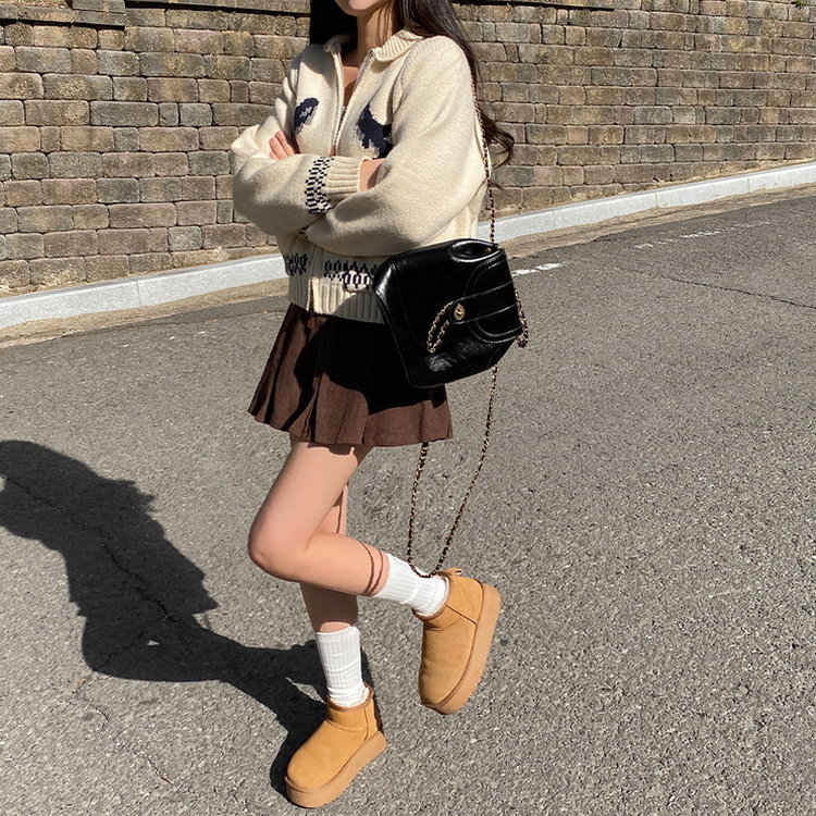 プリーツコーデュロイスカートパンツ BROWN