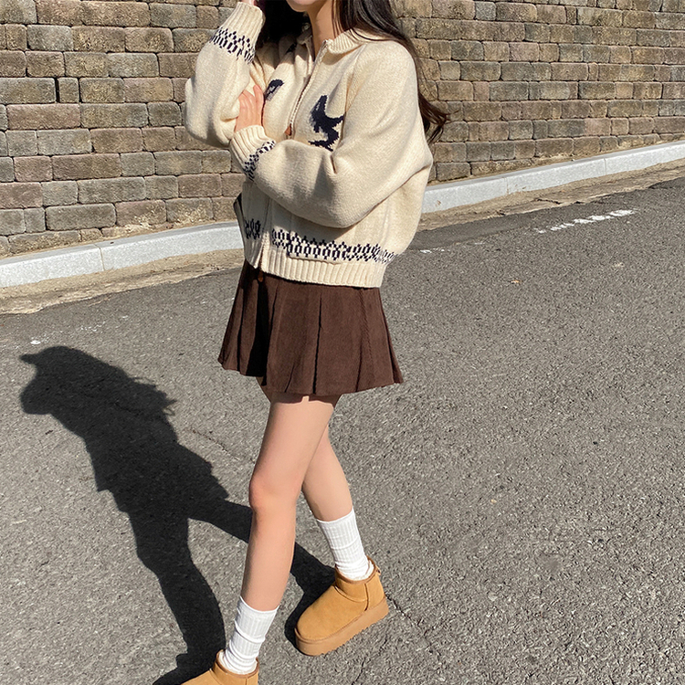 プリーツコーデュロイスカートパンツ BROWN