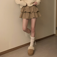 ティアードフリルコーデュロイスカート BEIGE