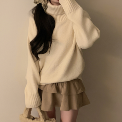 ティアードフリルコーデュロイスカート BEIGE