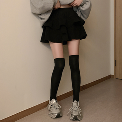 ティアードフリルコーデュロイスカート BLACK