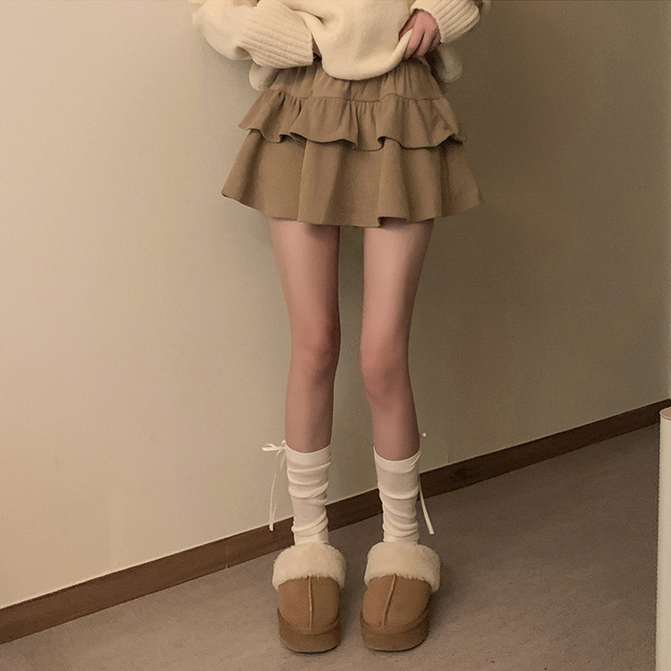 ティアードフリルコーデュロイスカート BEIGE