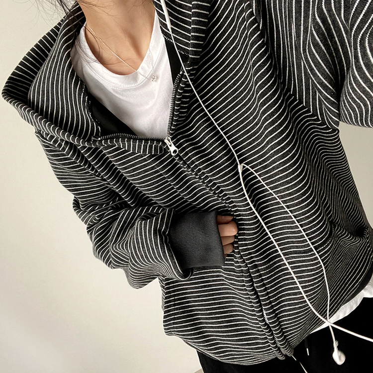 ふわふわニットフードジップアップ｜ジャンパー｜韓国