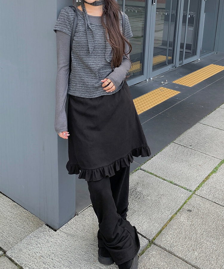 S*迎様 Romantic Symphonyスカート+ Classic Fril Dot and Stripes CHILD WOMAN AMOSSAミラノリブ フレアスカート