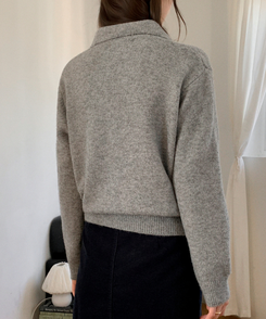 アーガイルチェックウールニットカーディガン   GRAY