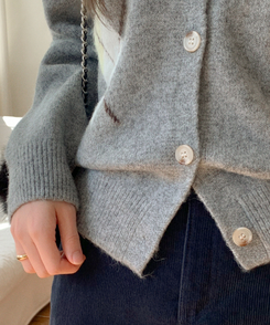 アーガイルチェックウールニットカーディガン   GRAY