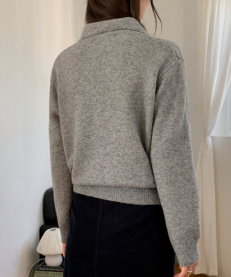 アーガイルチェックウールニットカーディガン   GRAY