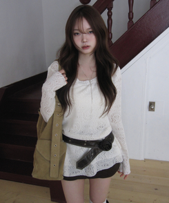 レイヤードパターンレースワンピース IVORY