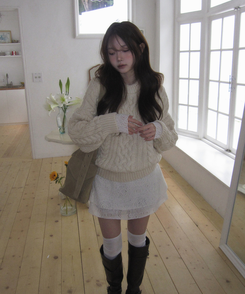 レイヤードパターンレースワンピース IVORY