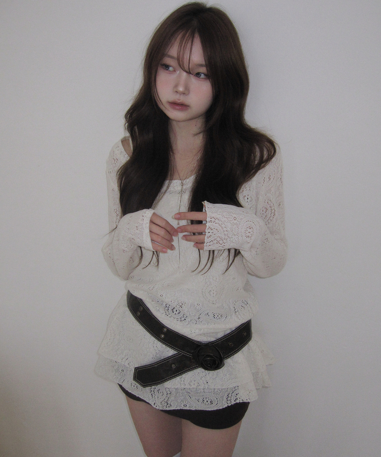 レイヤードパターンレースワンピース IVORY