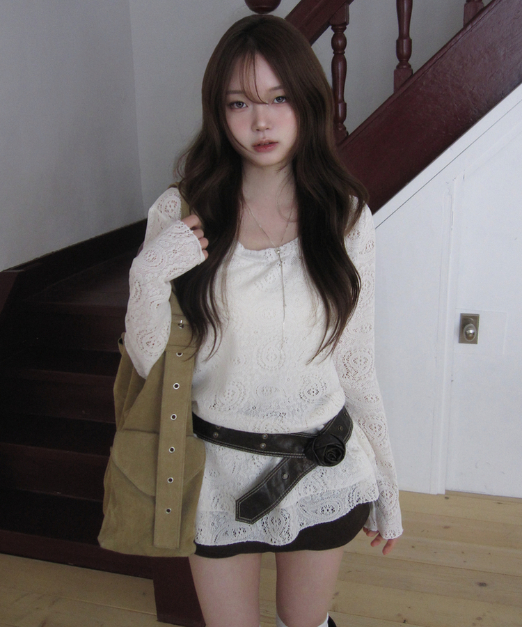 レイヤードパターンレースワンピース IVORY