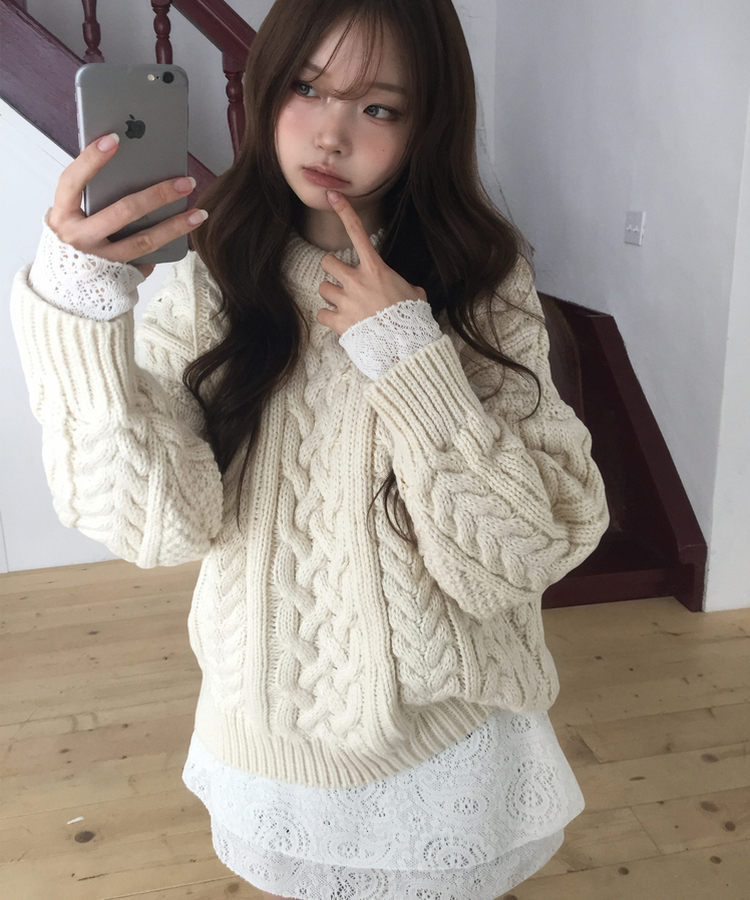 レイヤードパターンレースワンピース IVORY