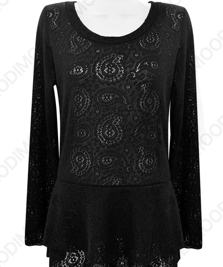 レイヤードパターンレースワンピース