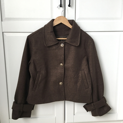 빈티지 모리걸 버튼 포켓 둥근카라 숏 코트 자켓 프레피