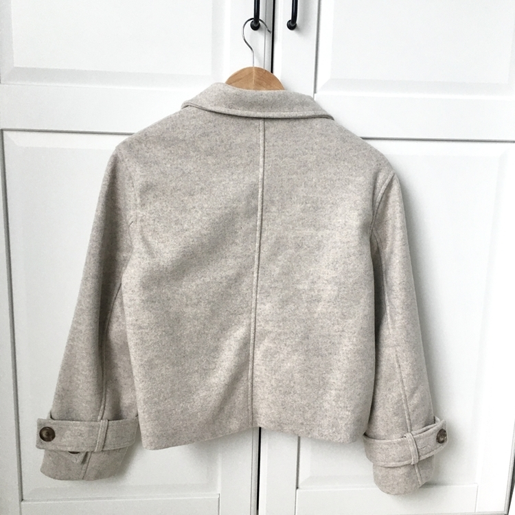 빈티지 모리걸 버튼 포켓 둥근카라 숏 코트 자켓 프레피