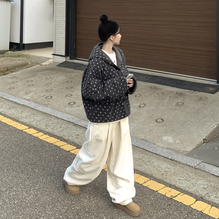 リバーシブルボアドットダウン CHARCOAL