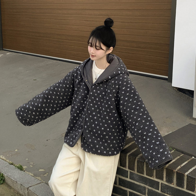 リバーシブルボアドットダウン CHARCOAL